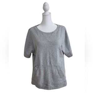 Two By Vince Camuto Heather Gray Short Sleeve Oversized Sweatshirt Top Size XS